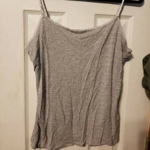 Ann Taylor Loft Grey Metallic Stripe Cami